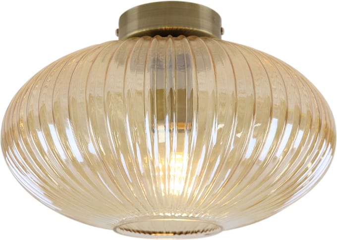 Olucia - CHARLOIS - Plafondlamp - Amber / Goud - Vorm: Ovaal