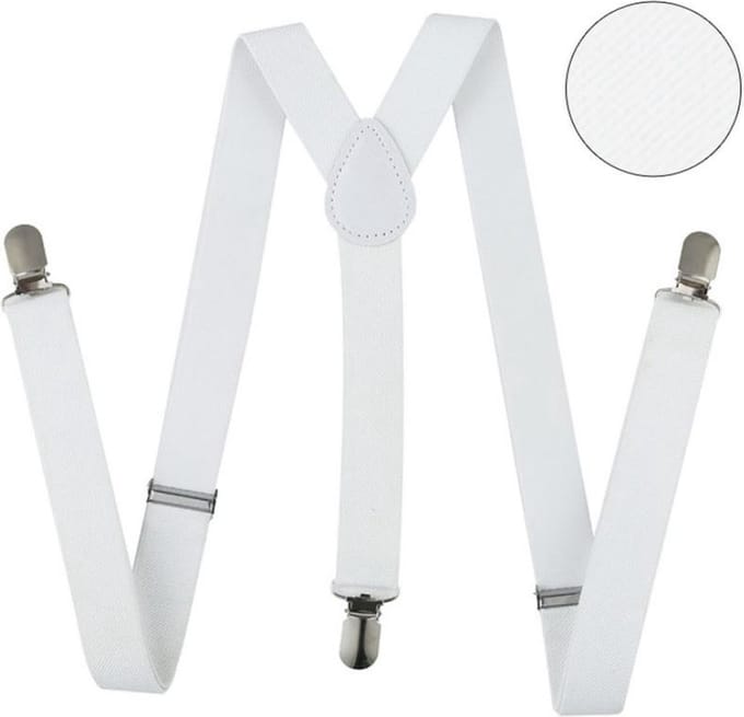 New Age Devi - Bretels voor Mannen - Wit -  Business - Strap - Wedding - Party - Jarretel - Kantoor accesoires