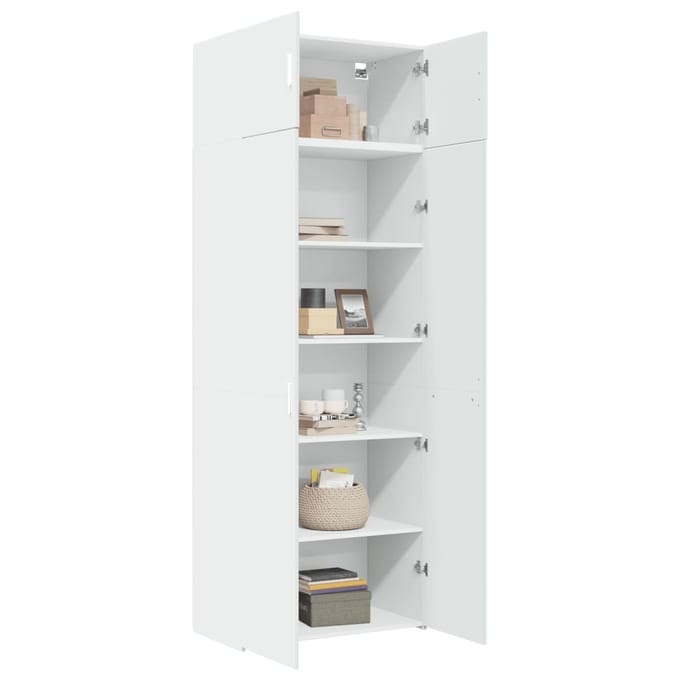 vidaXL - Opbergkast - 80x42,5x225 - cm - bewerkt - hout - wit