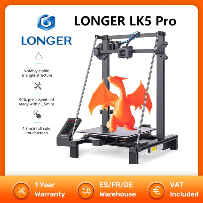 LANGERE LK5 Pro 3D-printer 90% voorgemonteerd driehoekig ontwerp Grote dubbele ventilator Afdrukgebied 30 * 30 * 40 cm 4,3 ''Kleurenaanraakscherm