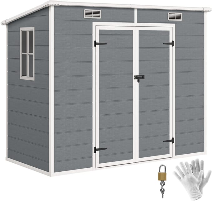 Outsunny-Gartenhaus-Kunststoff, Aluminium-238L x 125B x 183H cm-Grau