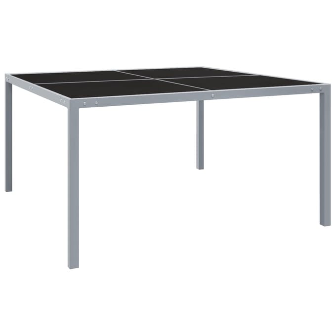 vidaXL - Tuintafel - 130x130x72 - cm - staal - en - glas - grijs