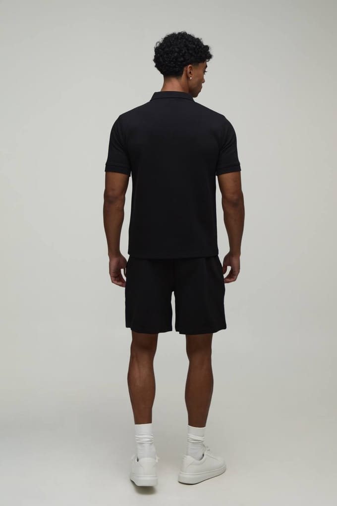 Slim Premium Interlock Polo Met Ritssluiting Bij De Hals | Black | Size Small