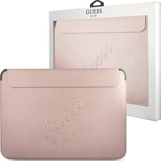 Guess Saffiano Vintage Laptoptas - Geschikt voor o.a. MacBook (13"/14") - Roze