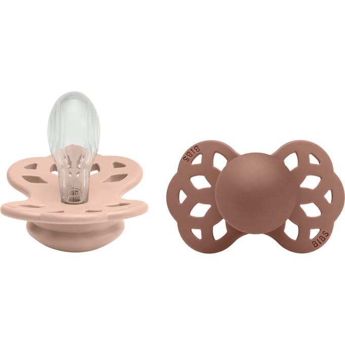 BIBS Infinity 2 Pack Silicone Symmetrical Size 2 Blush/Woodthuck 2 st