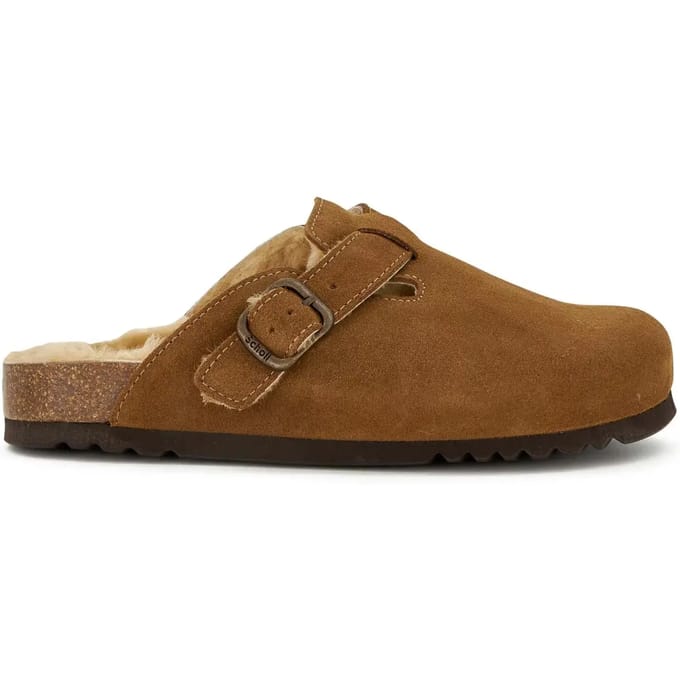 Scholl Fae New Fur Suede Taupe Instappers Dames
