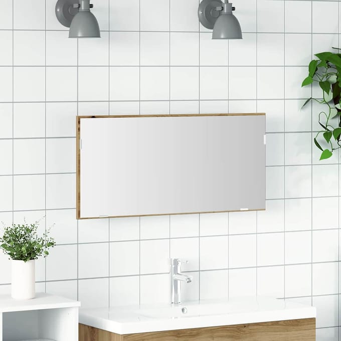 vidaXL Spiegel Wandgemonteerd artisanaal eikenkleurig 80 x 37 cm