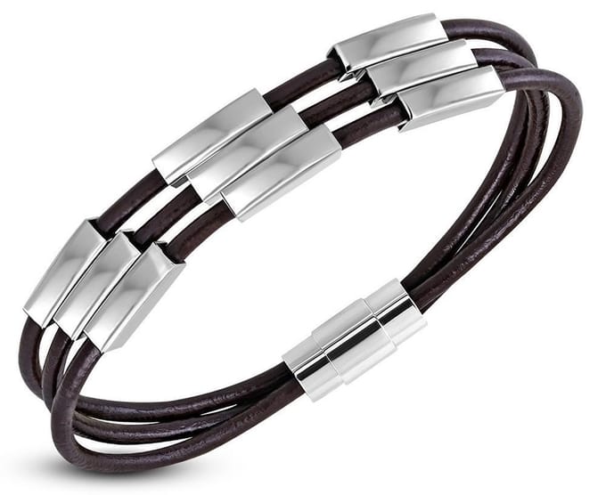 Amanto Armband Felker B - Leer - 316L Staal - Magnetisch - 9mm - 22cm