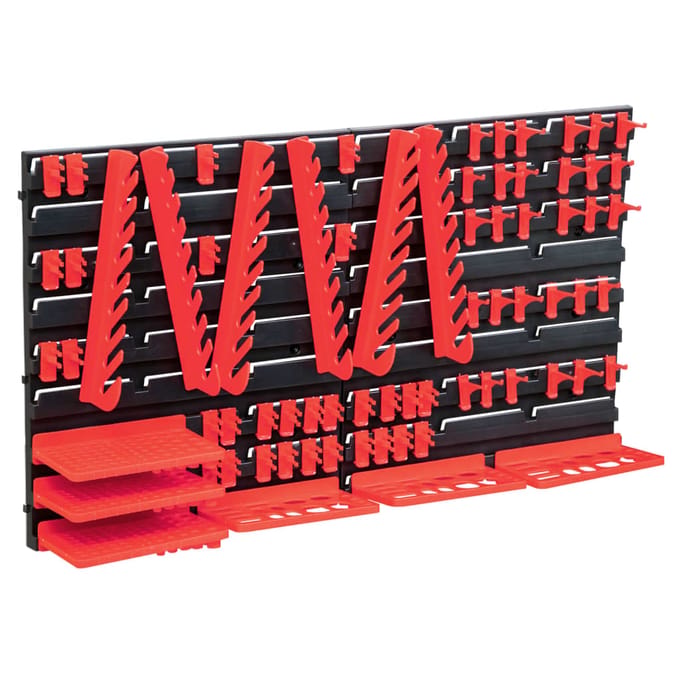 vidaXL - 71-delige - Opslagset - met - wandpanelen - rood - en - zwart