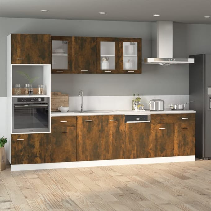 vidaXL - Onderkast - met - lade - Lyon - 40x46x81,5 - cm - bewerkt - hout - gerookt - eiken