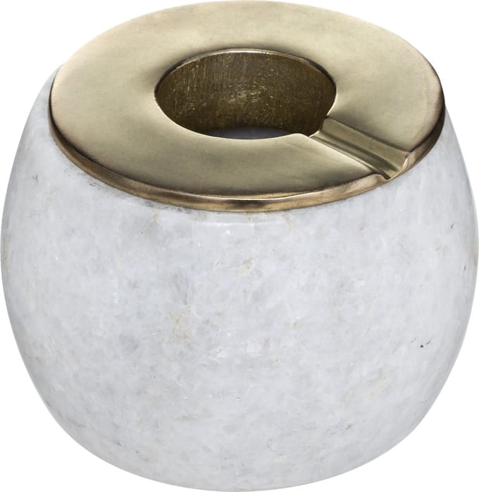 Terras asbak/stormasbak rond marmer/ijzer 12 x 10 cm wit - Buiten asbakken