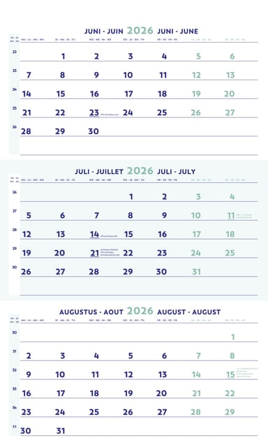 3-Maandkalender 2027 Brepols 30x43cm