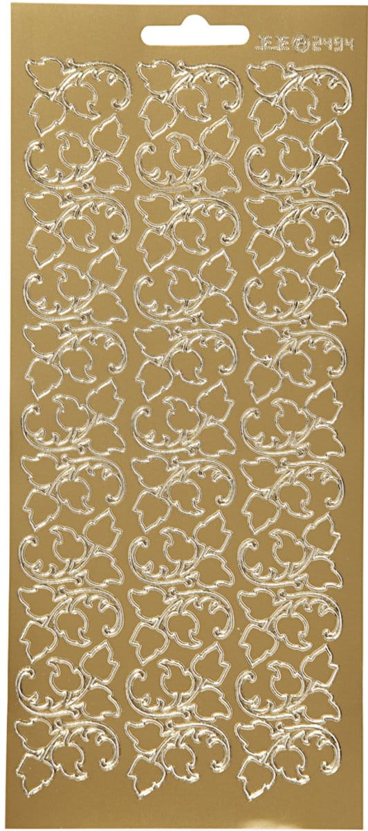 Stickers, bladeren, vel 10x23 cm, goud, 1 vel