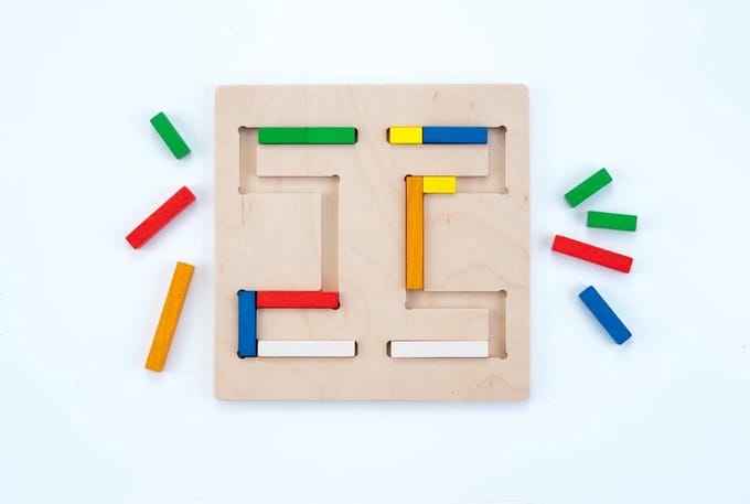 Sorter puzzle 30 x 30 cm bars rubber wood