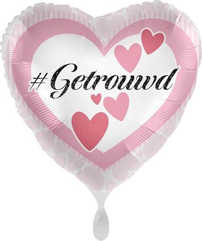 Folieballon hart - #Getrouwd - 43cm - Voor huwelijk