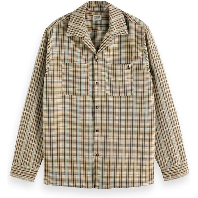Scotch & Soda Viscose Minimal Check Shirt Brown Check Größe: S | Casual hemden Outlet | Herren | Braun