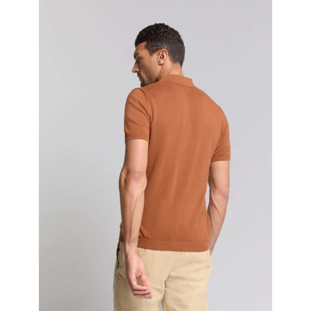 No Excess Pullover Short Sleeve Polo Solid Placed Jacquard Caramel Größe: XXL | Poloshirts Outlet | Herren | Braun