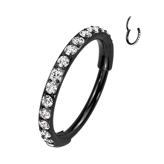 Piercing titanium High Quality single lined clicker 0.8x8 - zwart - LMPiercings