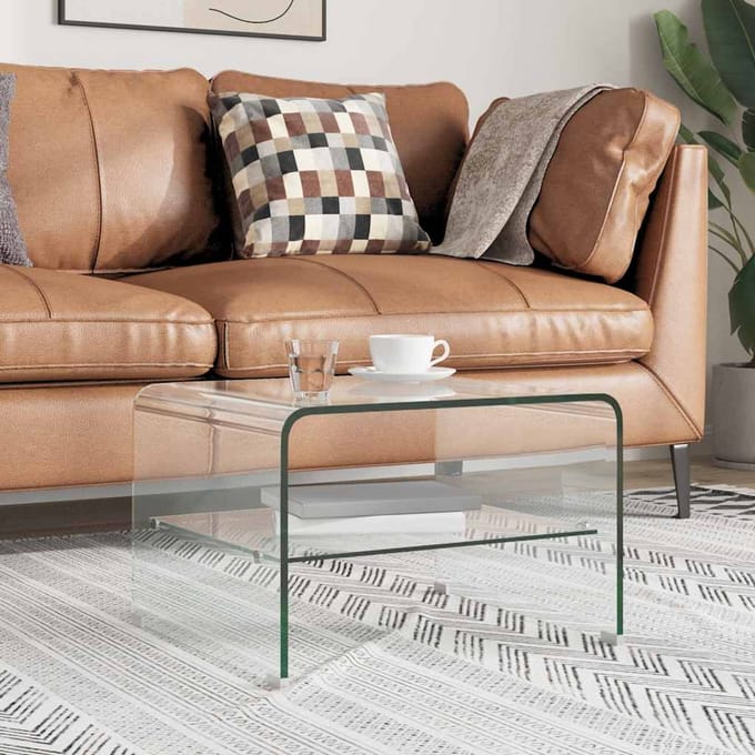 vidaXL - Salontafel - 50x45x33 - cm - gehard - glas - transparant