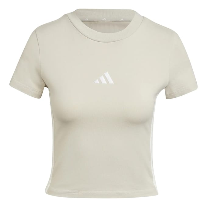 slim fit T-shirt van katoenmix met gestikt logo