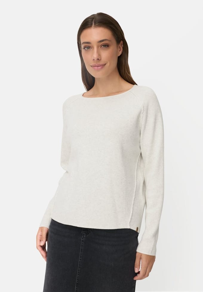 camel active Langarmshirt van 100% katoen - Maat womenswear-M - Lichtgrijs