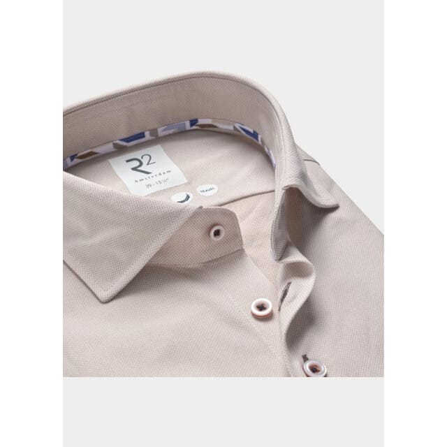 R2 Amsterdam Casual hemd lange mouw solid technical dobby knitted 132.wsp.001/045