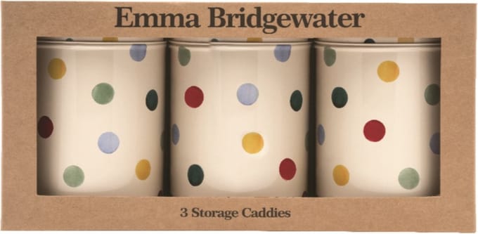 Emma Bridgewater - Set van 3 bewaarbussen Polka Dots - Bewaarblik - Stippen - Blik - Ø 10,5 x 14,5 cm