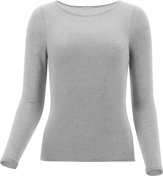 OROBLU Dames Perfect Line Cashmere T-Shirt Long Sleeve Grey Melange