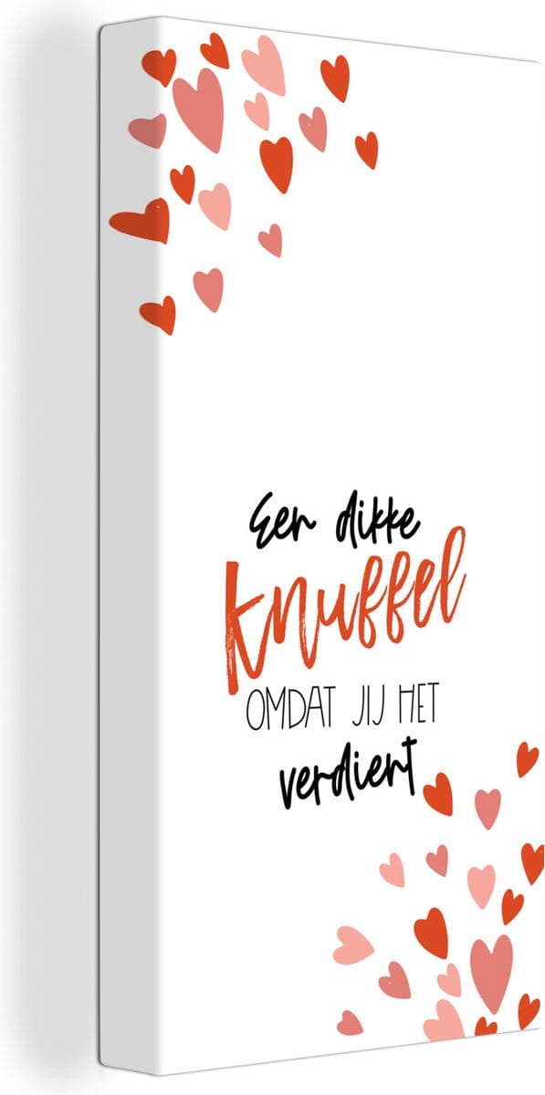 Canvas Schilderij Get well soon - Quotes - Knuffel - 20x40 cm - Wanddecoratie