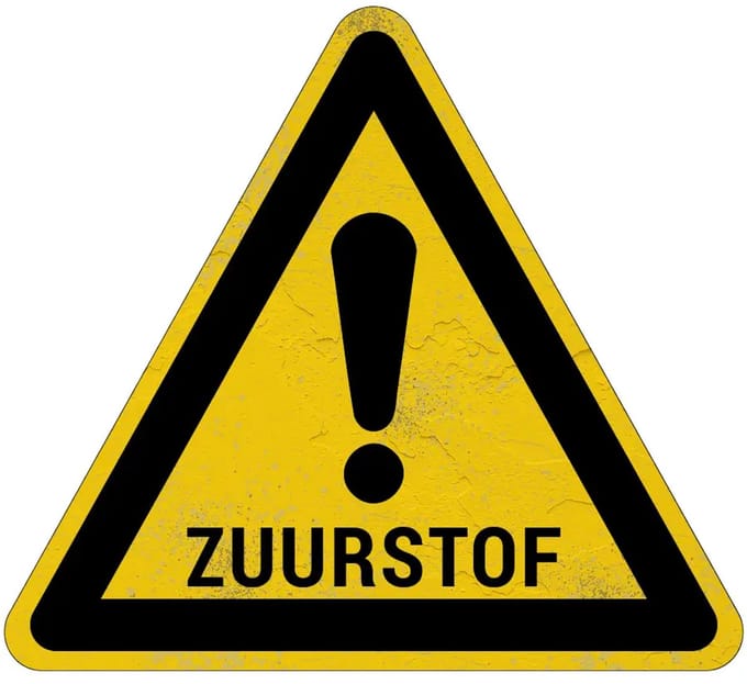Zuurstof waarschuwingsbord | Sign Again materiaal | 30 cm