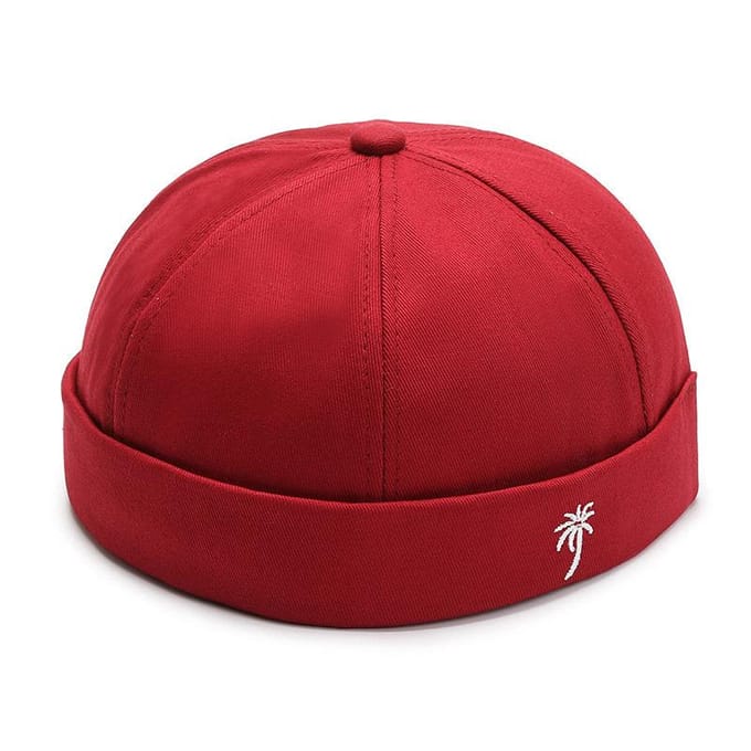 Randloze Hoeden Voor Mannen Vrouwen Gesp Docker Cap Gewassen Katoen Retro Hoed Verstelbare Randloze Skullcap Adjustable red