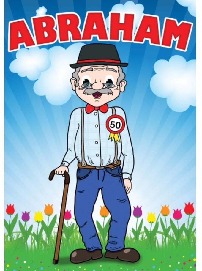 Bellatio Decorations Verjaardag deurposter - 50 jaar - Abraham - 59 x 84 cm - feestartikelen - Opa poster