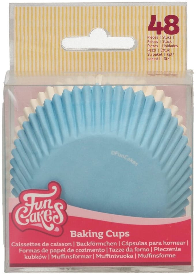 FunCakes Baking Cups - Lichtblauw, Wit - 48 Stuks - Cupcake Vormpjes Papier