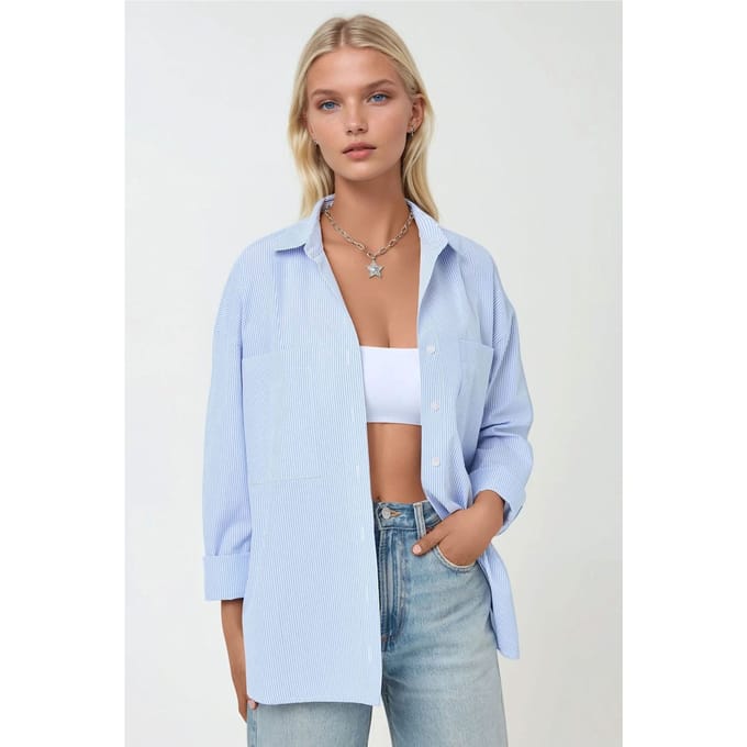 Gestreepte Regular Fit Lange Mouw Zachte Shirt