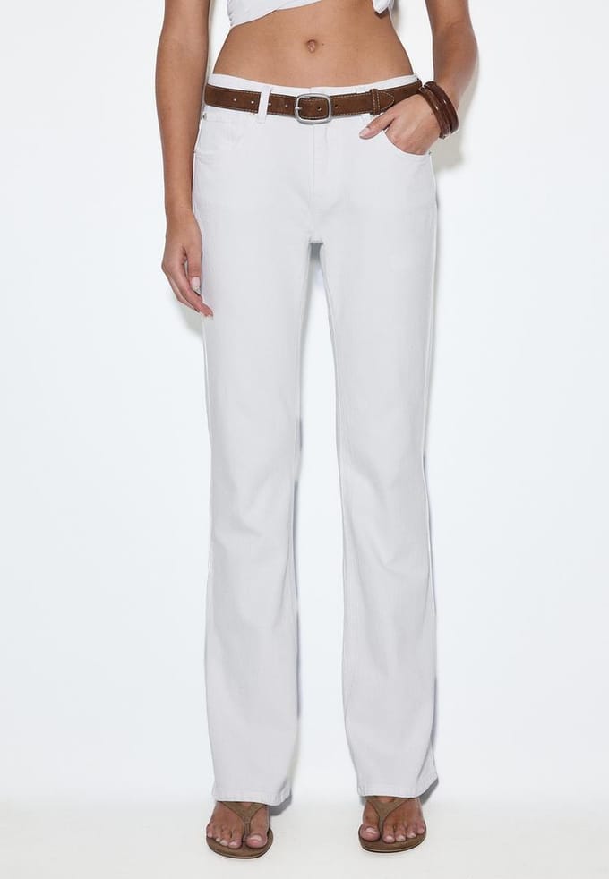 Stradivarius D68 bootcut jeans met riem  Wit 36