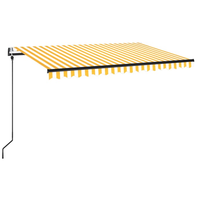 vidaXL - Luifel - automatisch - uittrekbaar - 450x350 - cm - geel - en - wit