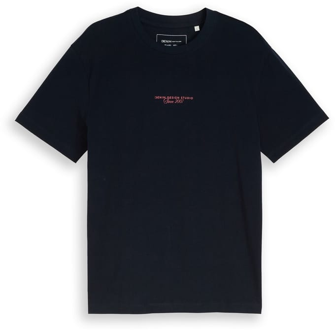 Tom Tailor Denim - Relaxed fit T-shirt met print op de rug - Maat M - sky captain blue