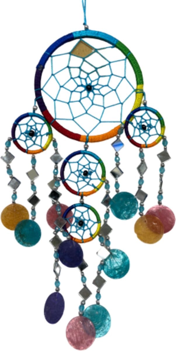 Dromenvanger spiegel-schelp 11 cm - Rainbow - Dreamcatcher