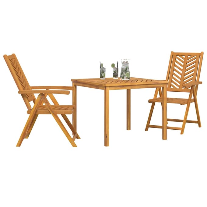 vidaXL Tuin Eettafel Set 3 pcs Bruin Massief Acacia Hout