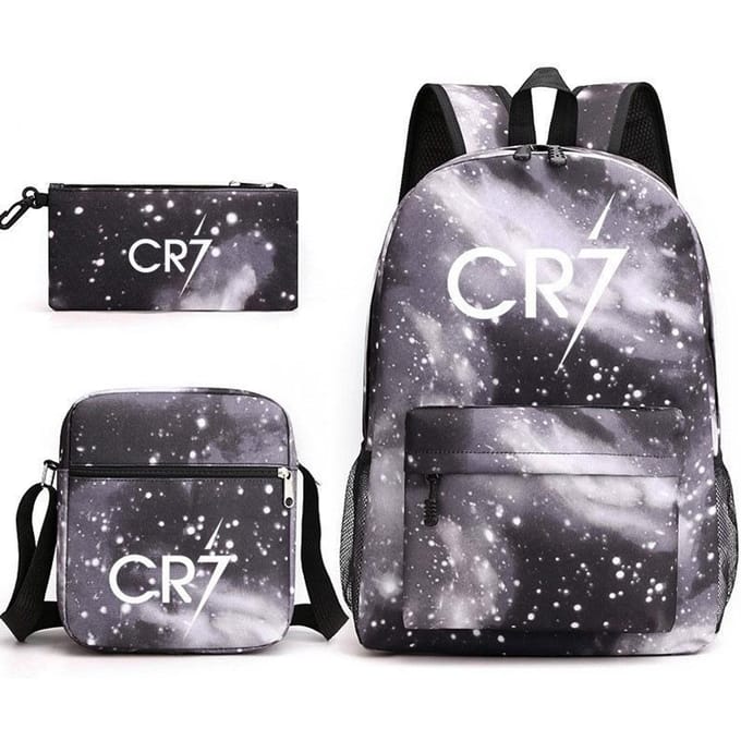 Grote schooltas met schouderband; studenten etui set van drie delen Cristiano ronaldo backpack