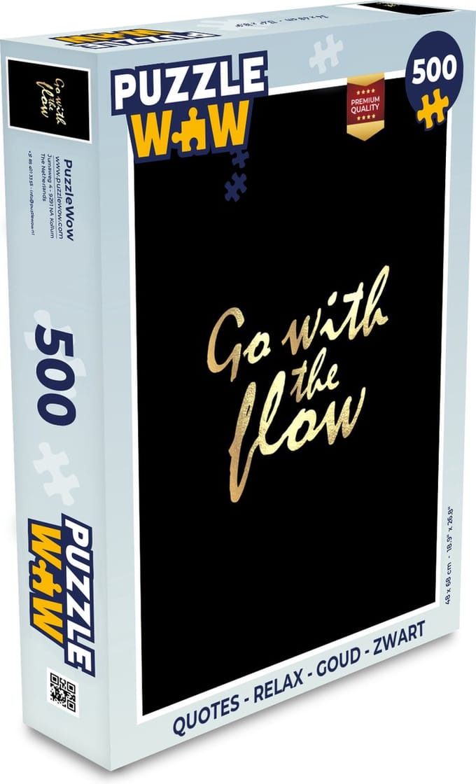 Puzzel Quotes - Relax - Goud - Zwart - Legpuzzel - Puzzel 500 stukjes