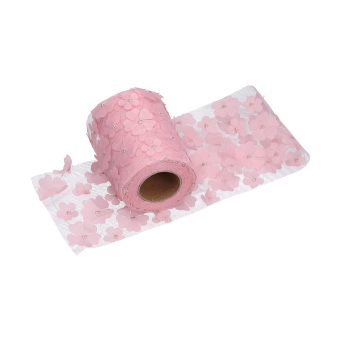 Bloemen Tule Rollen 10cm 10yd Premium Polyester Flexibel Brede Toepassing Exquise Glanzende Tule roze