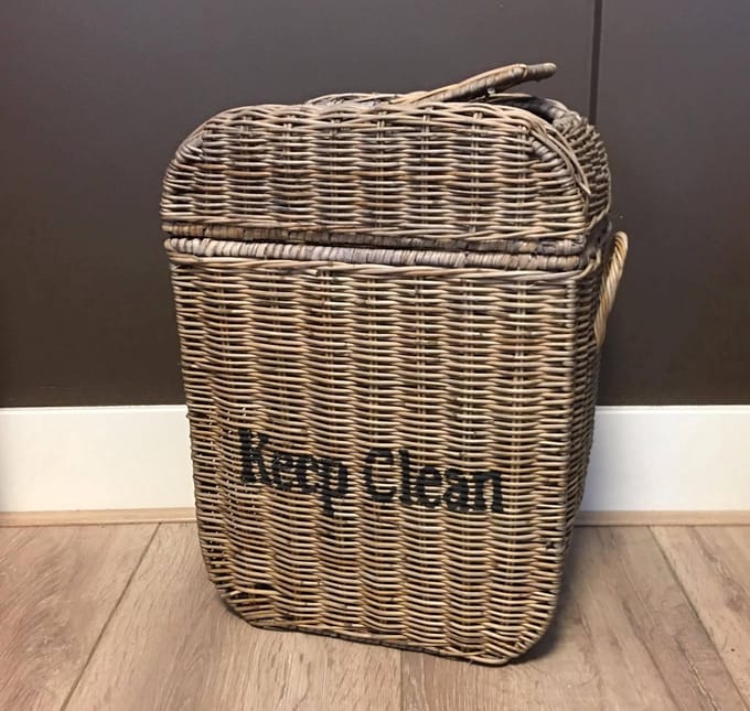 Rieten Prullenbak - tuimel klep - Rattan - keep clean