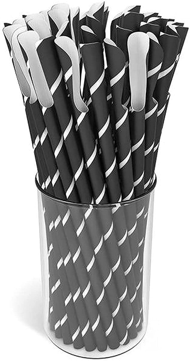 Rietjes, composteerbaar, plasticvrij, 200 mm x 8 mm, lepel, ijskoffie