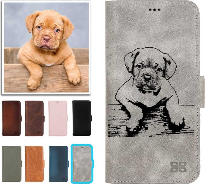Pulledro geschikt voor iPhone 14 Lederen BookCase - Gepersonaliseerd Telefoonhoesje met Foto Gravering