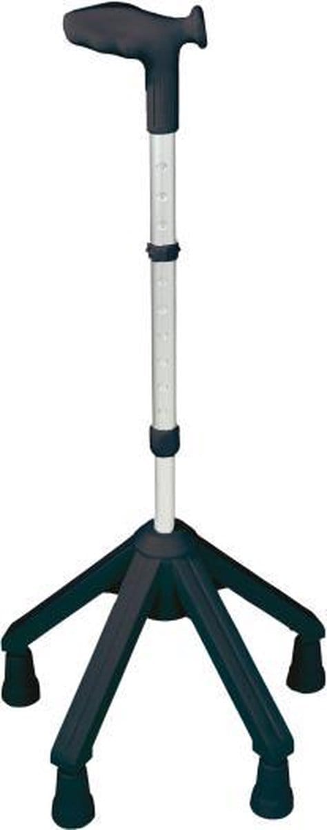 Rebotec Vierpoot Wandelstok Links Zwart