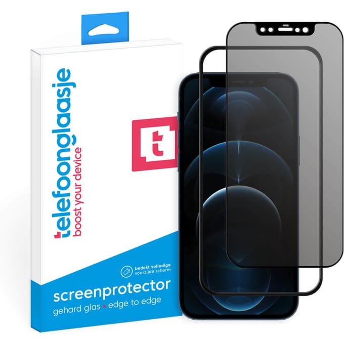 iPhone 12 Pro Max Privacy screenprotector glas met aanbrengtool