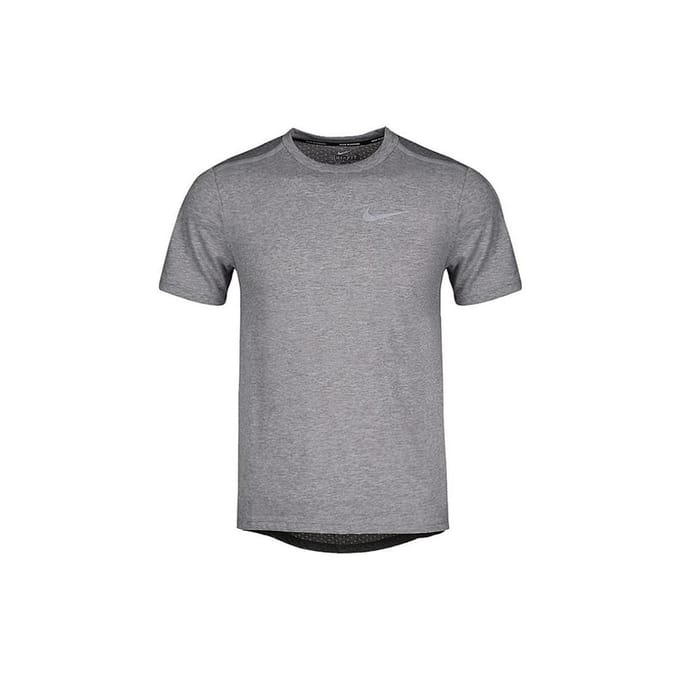 Nike Gestreept Logo Print Sneldrogend Hardloop T-shirt met Ronde Hals Heren Tops Grijs 892814-036 M gray