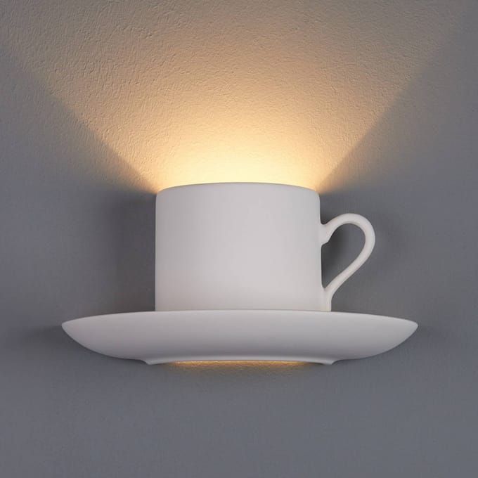 Lindby - Wandlamp - 1licht - Gips, metaal - H: 14 cm - G9 - wit