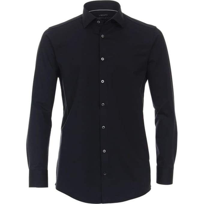 VENTI modern fit overhemd - jersey - blauw - Strijkvriendelijk - Boordmaat: 46